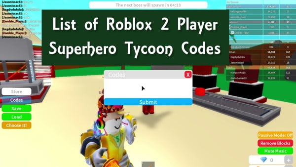 Roblox 2 Player Superhero Tycoon Codes 100 Working October 2020 - player 2 roblox