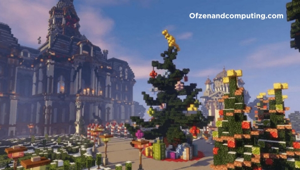 Molino-de-viento-con-temática-navideña-con-decoraciones-festivas
